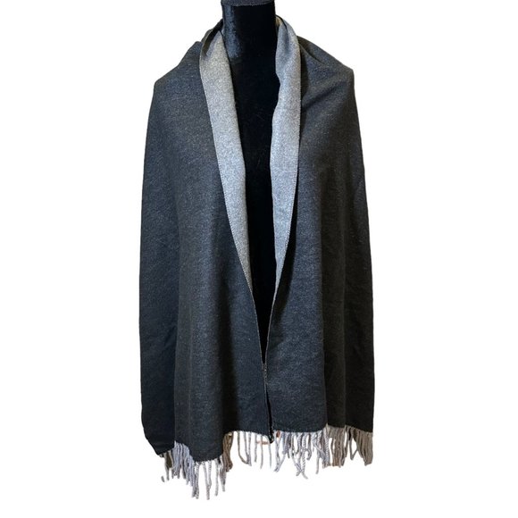 Unbranded Blanket Scarf Womens Long Rectangle Black Grey Reversible Soft Fringe - Picture 2 of 11